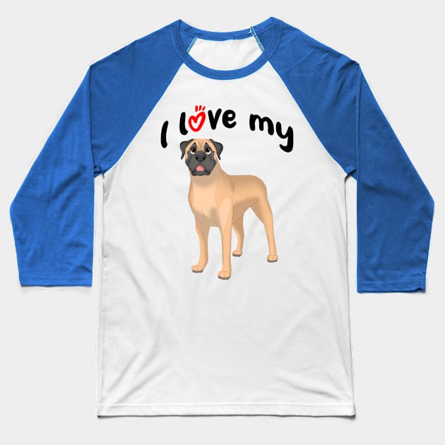 I Love My Bullmastiff Dog Baseball T-Shirt by millersye